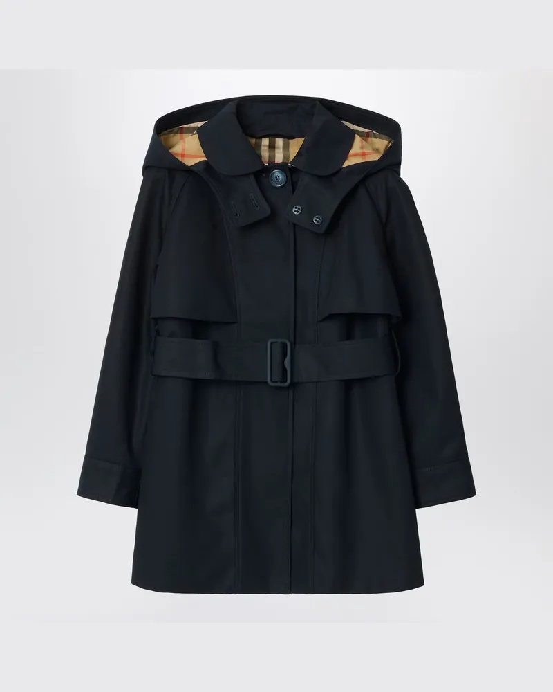 Burberry Einreihiger Trenchcoat aus marineblauer Baumwolle Blau