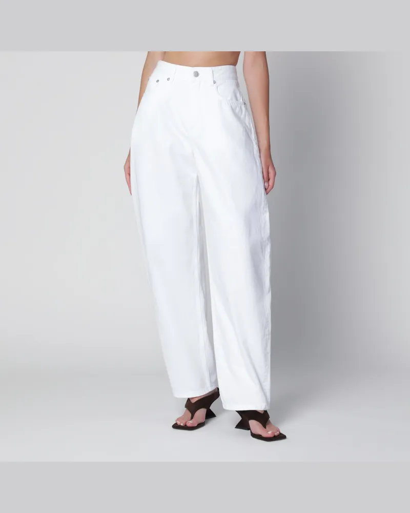 Alaïa Rund geschnittene Jeans aus Baumwoll-Denim in Weiß White