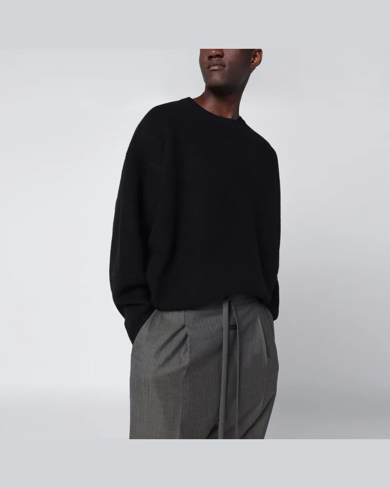 Fear of God Schwarzer Rundhalspullover aus Wolle Schwarz