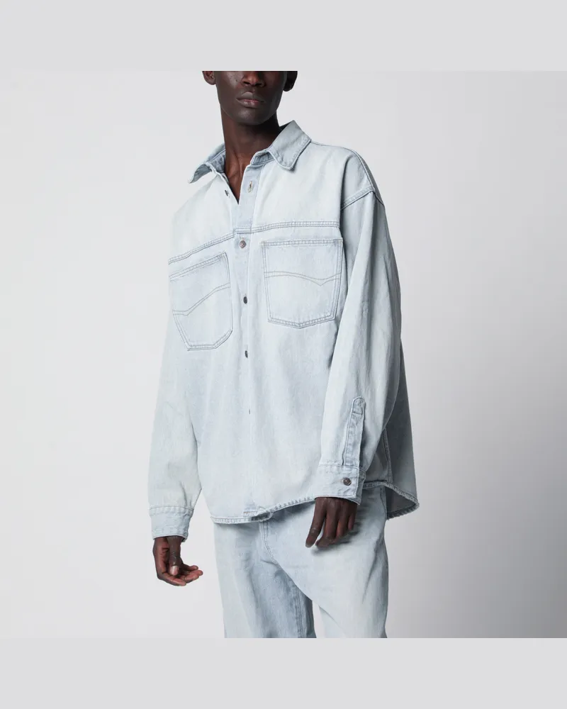 Balenciaga Hellblaues Hemd aus Baumwoll-Denim Light
