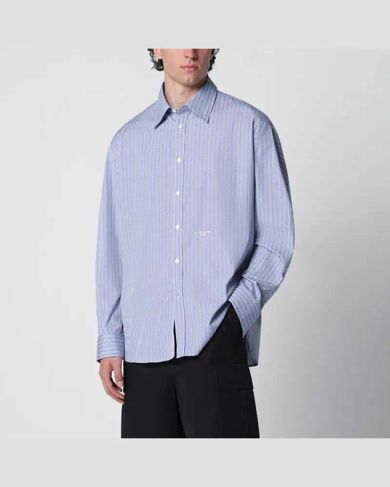 Givenchy Weiß/blau gestreiftes Popeline-Hemd Blue