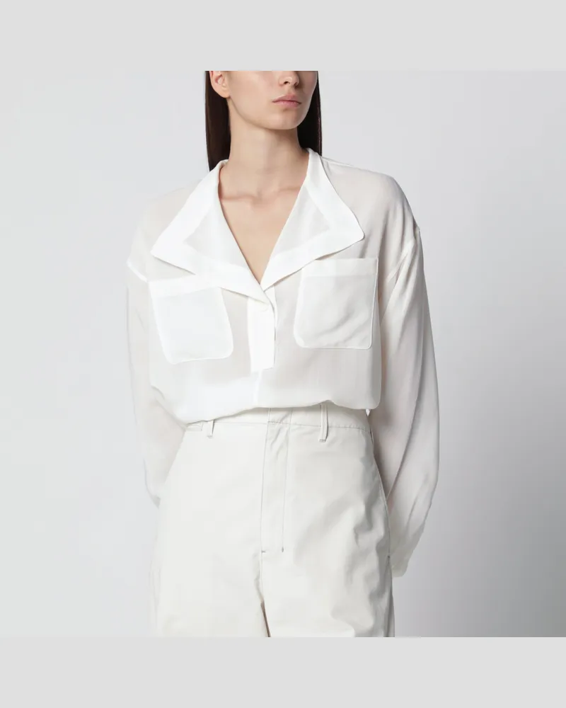 Totême Bluse mit überlappendem Kragen in Weiß White