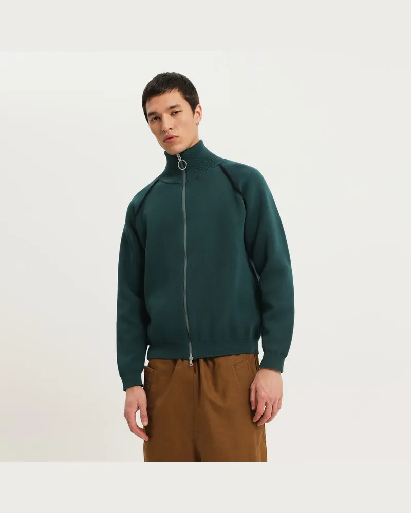 1989 STUDIO Dunkelgrüner Raglan-Pullover Grün