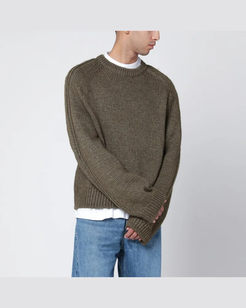 Our Legacy Grüner Wollmisch-Pullover mit Rundhalsausschnitt Grau