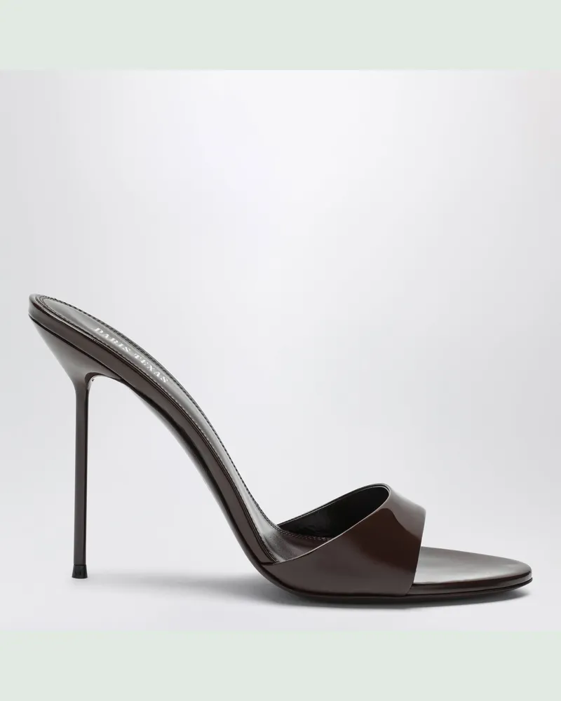 Paris Texas Lidia Mules aus lackiertem Leder in Ebenholz Brown