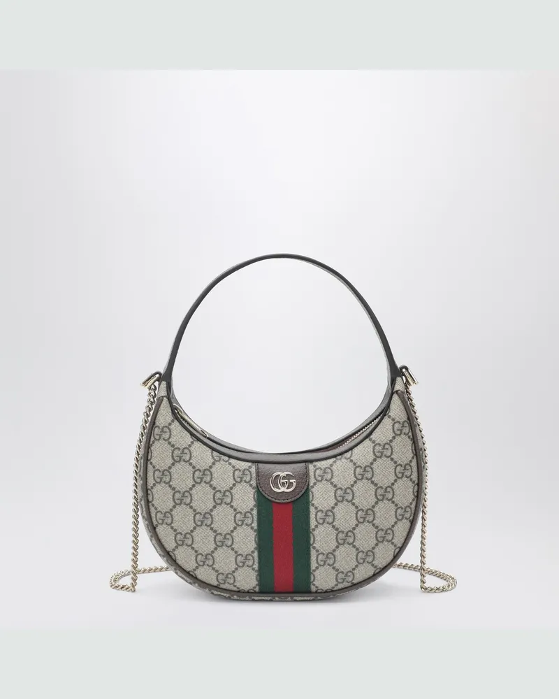 Gucci Kleine Ophidia GG Schultertasche in Beige und Ebenholz Beige