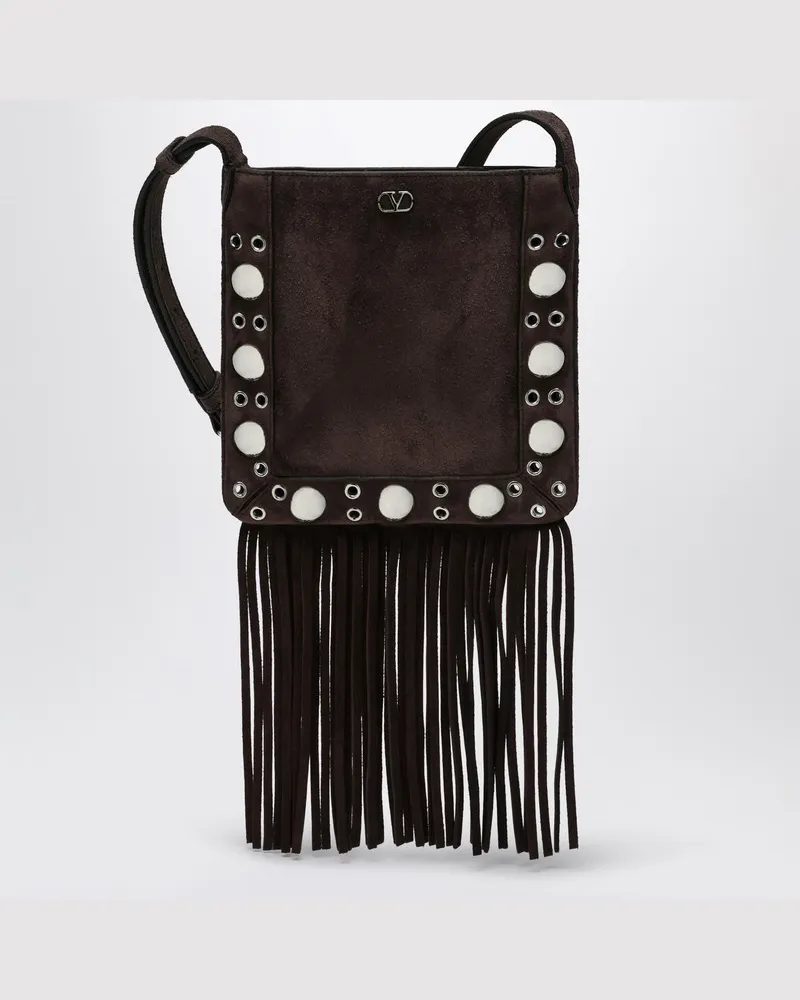 Valentino Garavani Nellcôte Tasche braun aus Wildleder mit Fransen und Nieten Braun