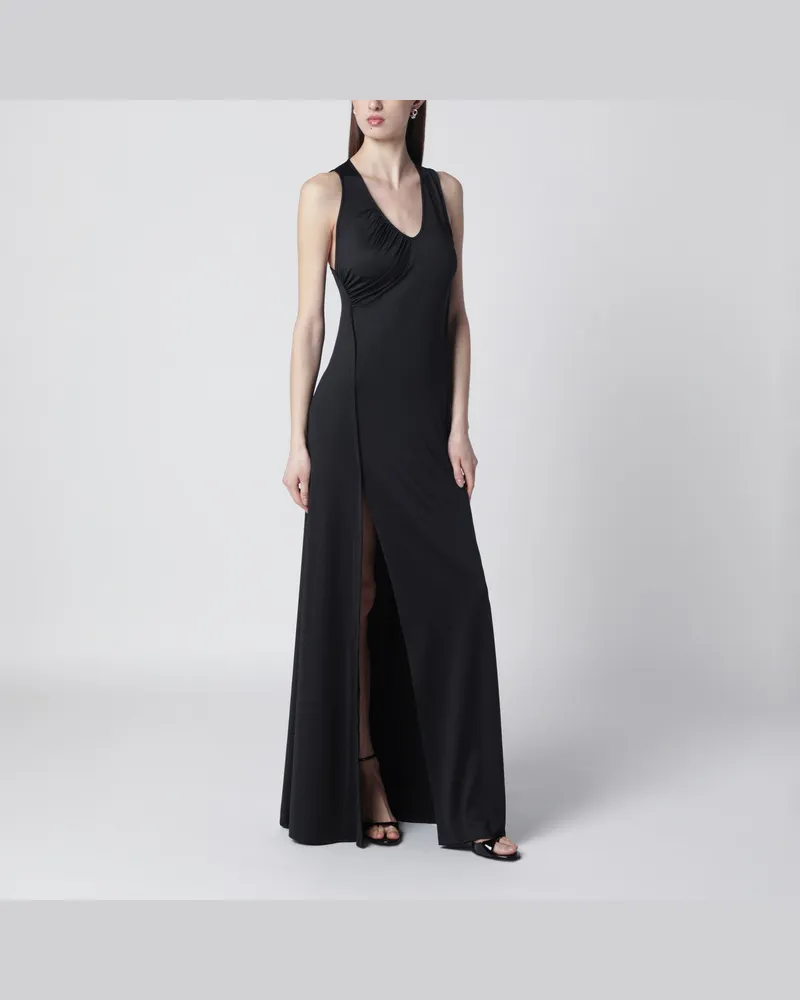 Victoria Beckham Langes schwarzes Jersey-Kleid mit Schlitz Black
