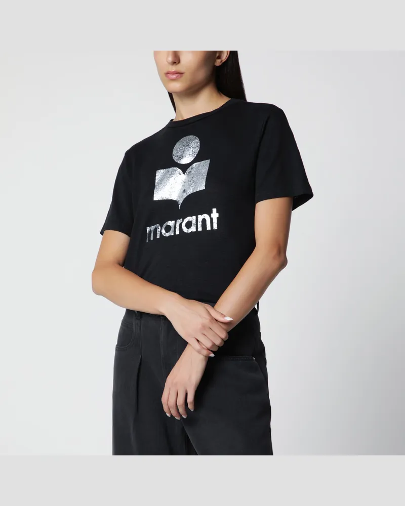 Isabel Marant T-Shirt Zewel aus Leinen mit Logo in Schwarz Black