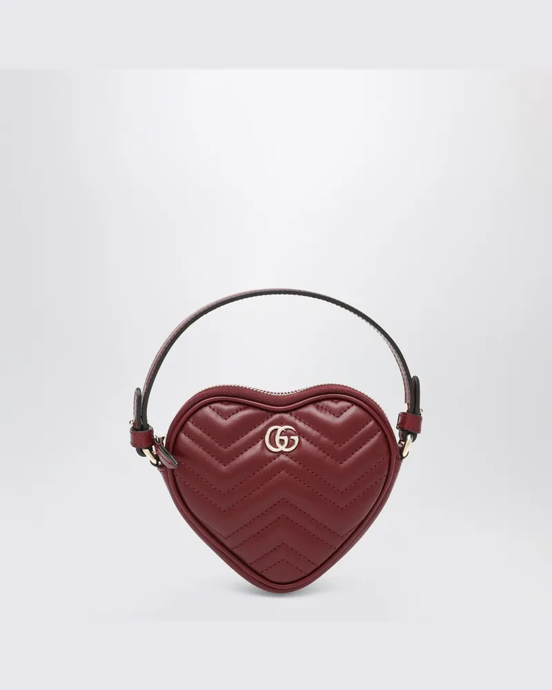 Gucci Herzförmige Mini GG Marmont Tasche Rosso Ancora Burgunderrot