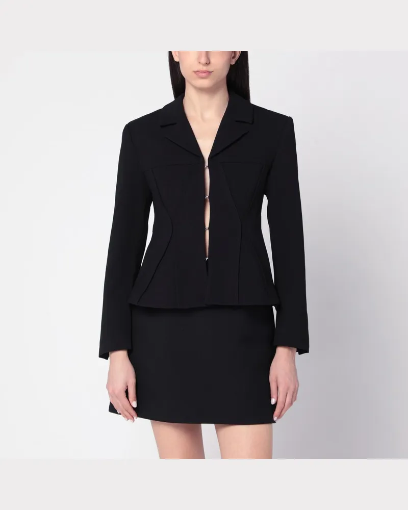 Ganni Schwarze Jacke aus Crêpe Schwarz