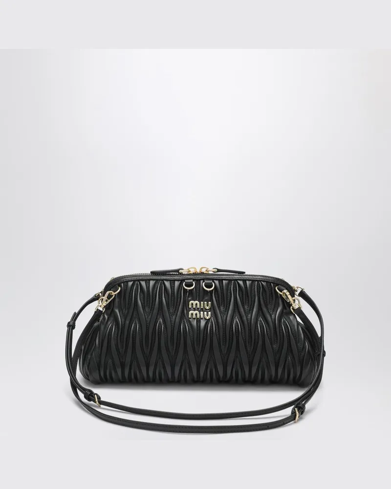 Miu Miu Schwarze Clutch aus gestepptem Nappaleder Schwarz