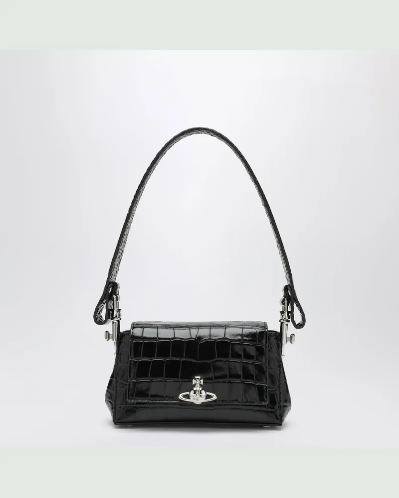 Vivienne Westwood Schwarze Hazel Tasche aus Lackleder in Kroko-Optik Black