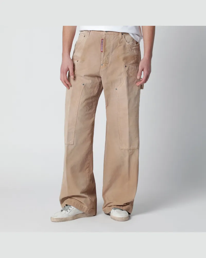 Dsquared2 Beige Baggy-Carpenter-Jeans mit Vintage-Effekt 