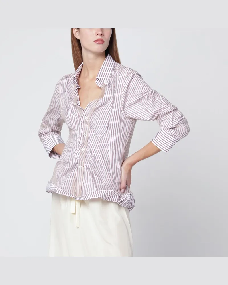 Maison Margiela Gestreiftes Hemd aus Lagentüll Weiß