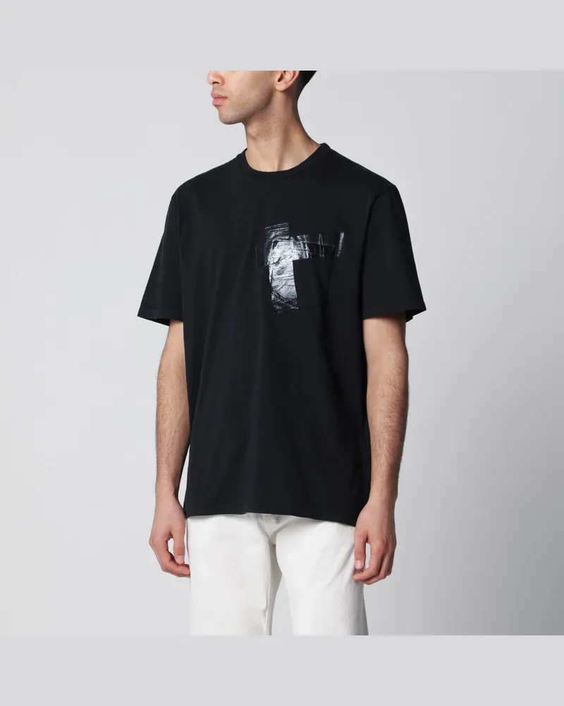 Maison Margiela T-Shirt aus Baumwolljersey mit Tape in Schwarz Black