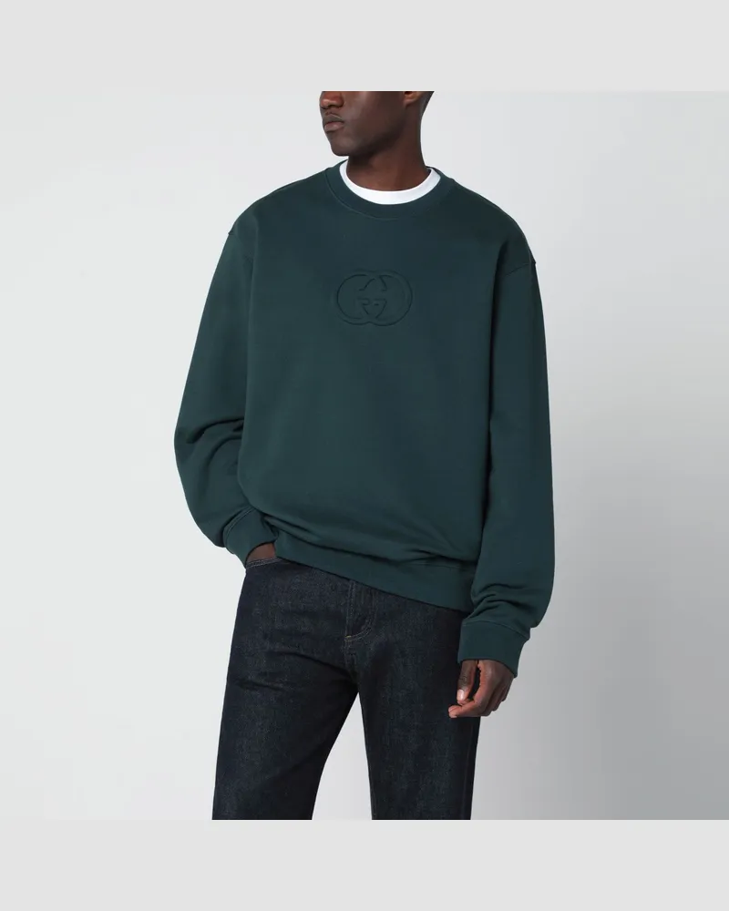 Gucci Grünes Sweatshirt aus gebürstetem Baumwolljersey 