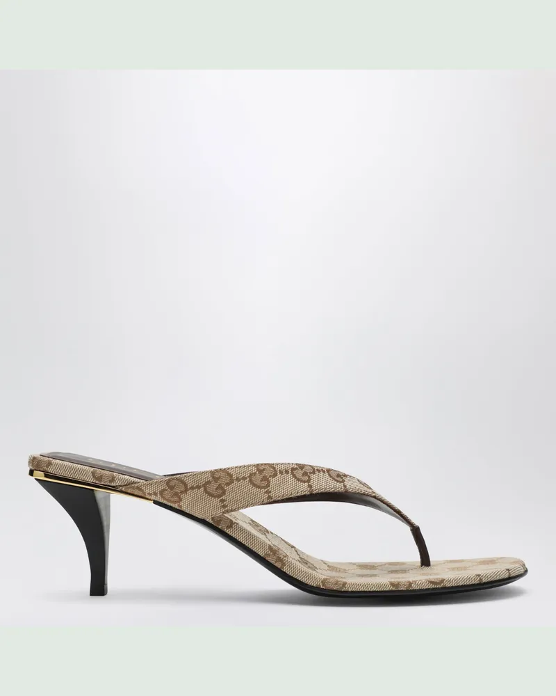Gucci Vittoria Zehentrenner aus GG-Canvas in Beige Sand Beige