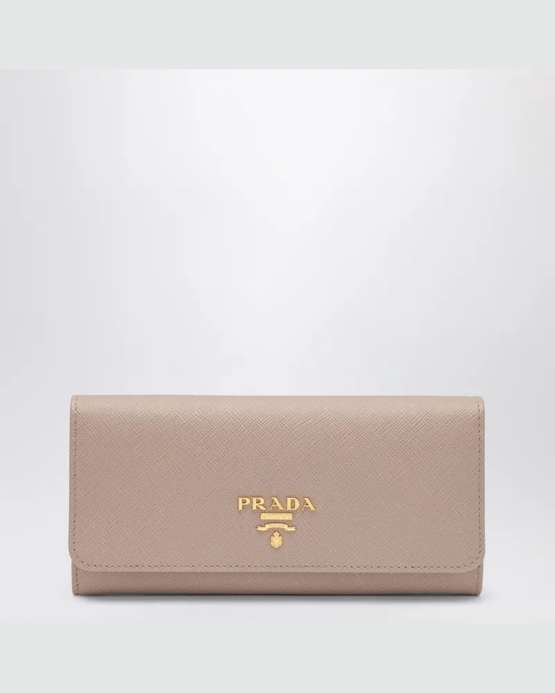 Prada Saffiano-Portemonnaie in Puderrosa und Gold Pink