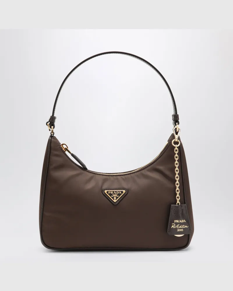Prada Re-Edition 2005 Tasche aus Re-Nylon und Saffiano in Burnt-Farbe Brown