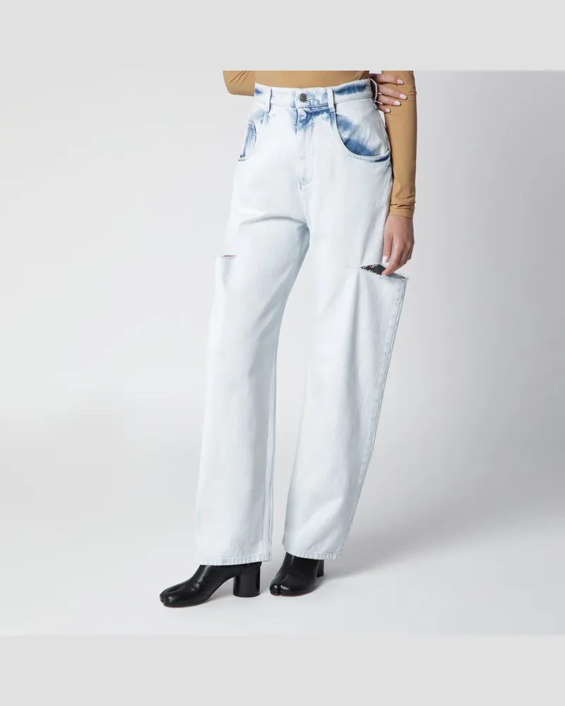 Maison Margiela Blau verwaschene Jeans aus Baumwolle mit Cut-Out-Details Light