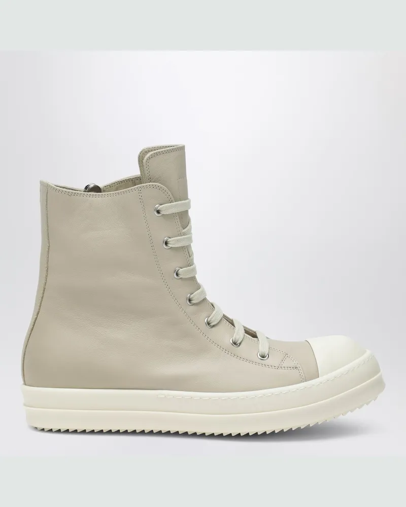 Rick Owens Hoher Sneaker aus Sand/weißem Leder Beige