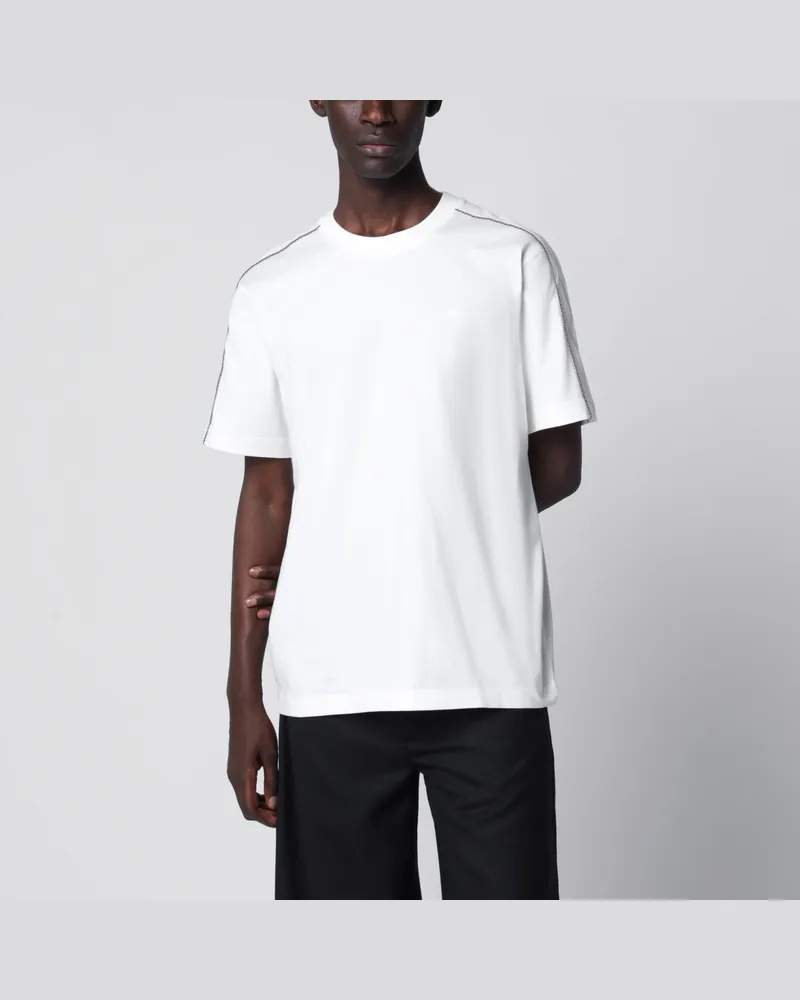 Burberry Baumwoll-T-Shirt mit Check-Besatz in Chalk White