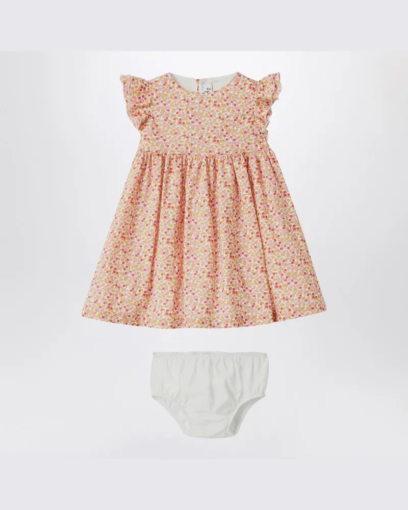 Il Gufo Kleid mit apricotfarbener Culotte aus Liberty-Stoff Orange