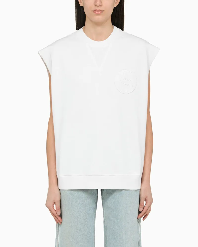 Stella McCartney Weißes Oversize-Tank-Top mit Logo aus Baumwolle White