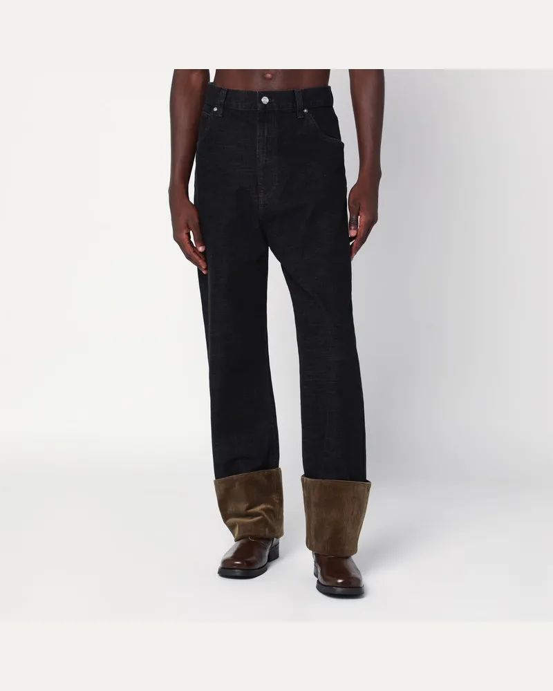 Namacheko Schwarze Jeans mit Samtbesatz Schwarz