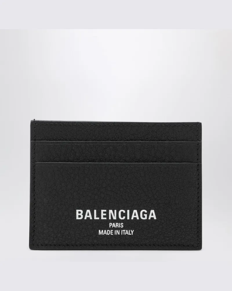 Balenciaga Schwarzes Credit-Kartenetui aus gehämmertem Leder 