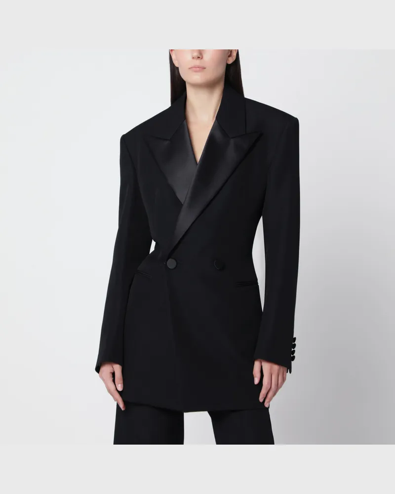 Saint Laurent Black double-breasted tuxedo jacket in virgin wool Black