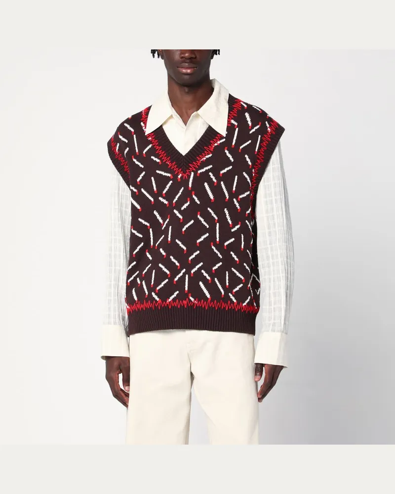 Bottega Veneta Weste braun Jacquard mit Streichholz-Muster Braun