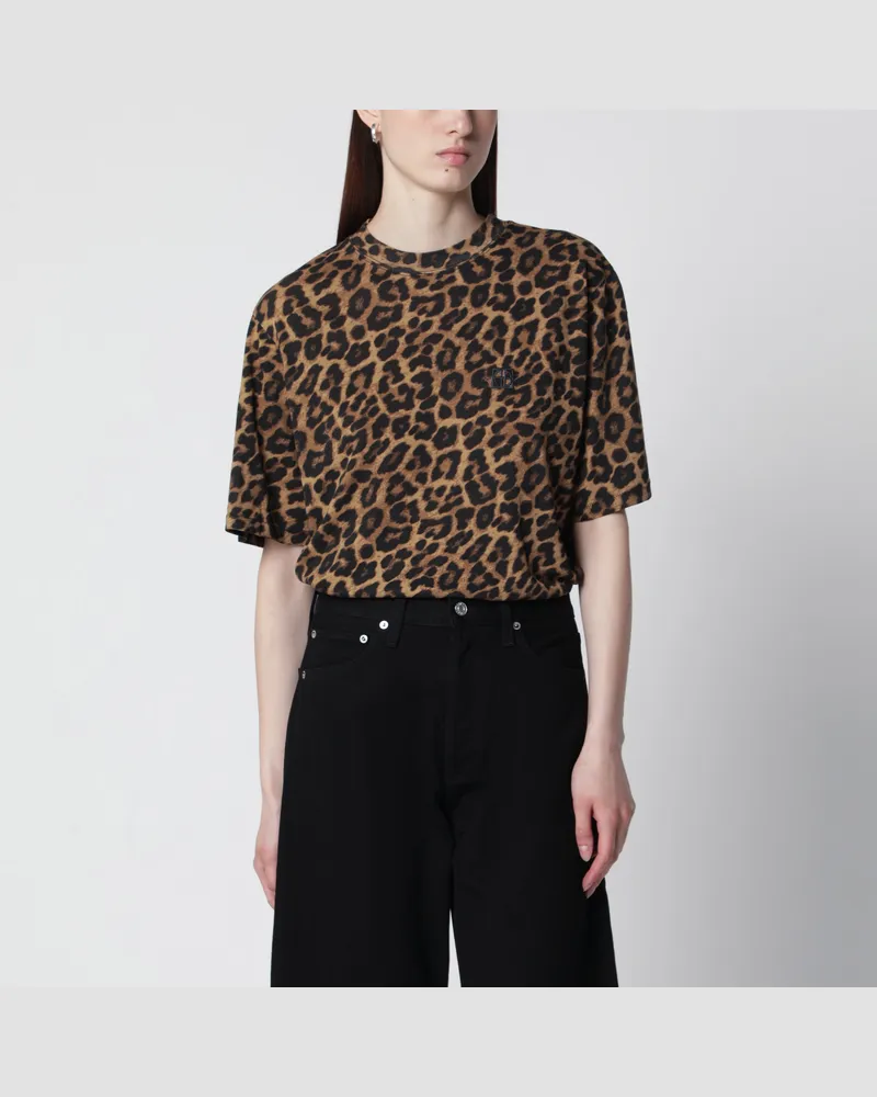 Anine Bing Avi T-Shirt mit Leopardenmuster aus Baumwolle Multicolor