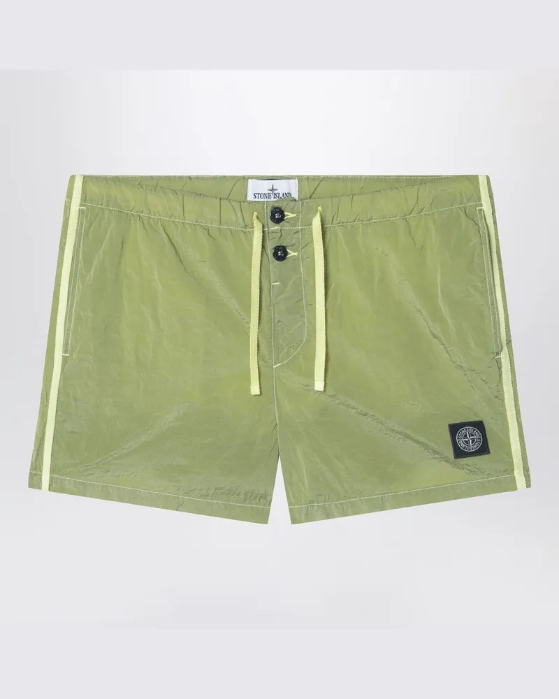 Stone Island Limefarbene Badeshorts aus Nylon Grün