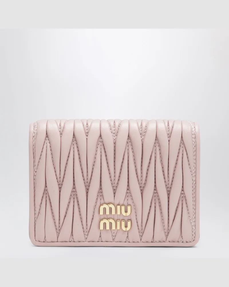 Miu Miu Kompaktes Portemonnaie aus Matelassé-Nappaleder, Alabaster Pink
