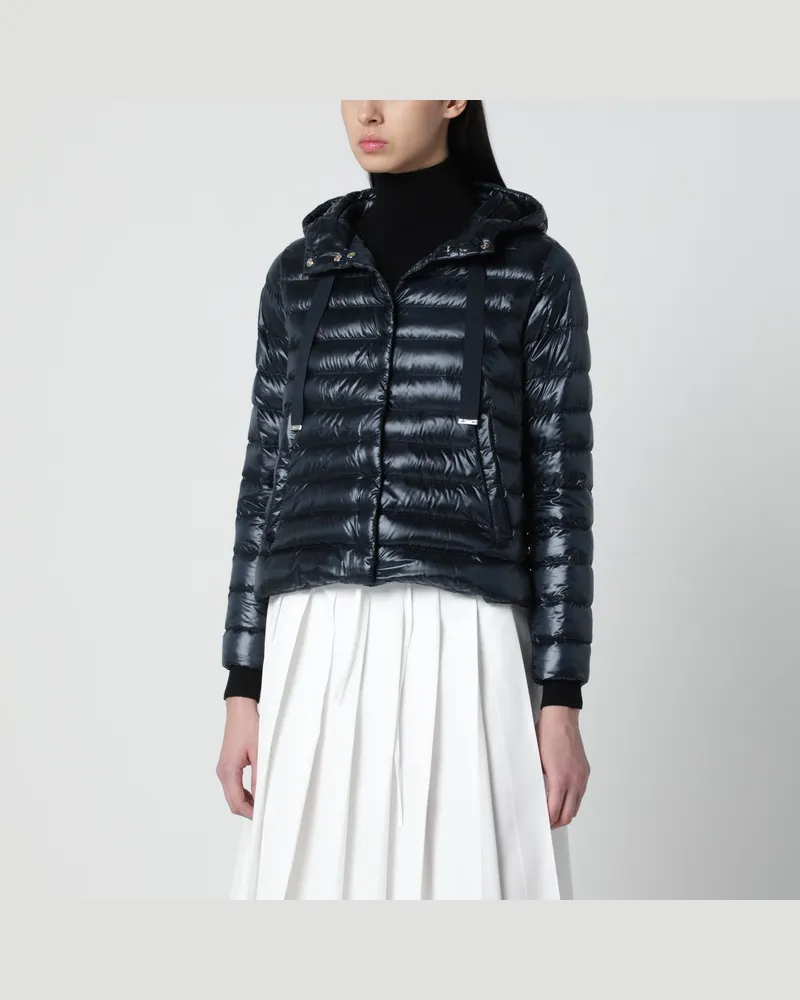 Herno Navyblaue ultraleichte Nylon-Daunenjacke Blue
