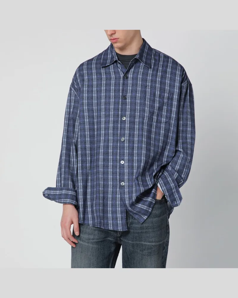 Our Legacy Baumwollhemd mit Karomuster Blau