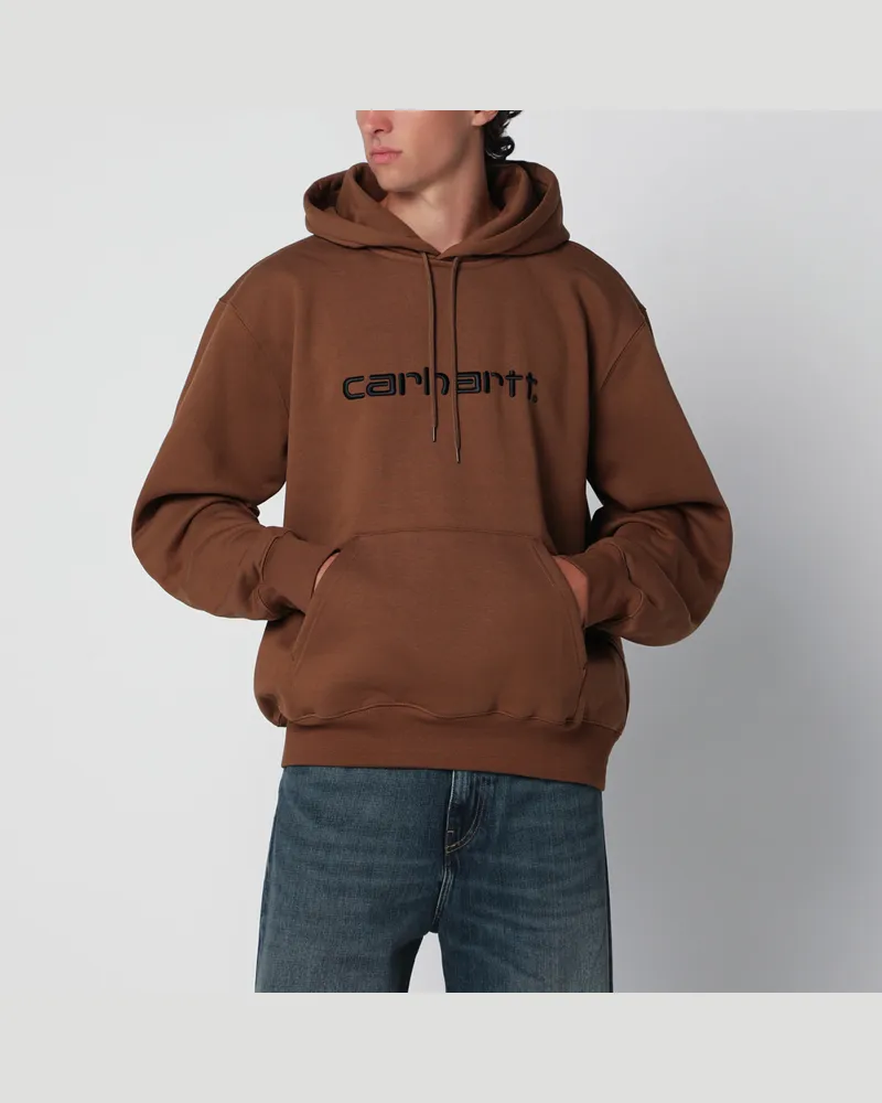 Carhartt WIP Hooded Carhartt Brown Cotton Blend Sweatshirt Brown