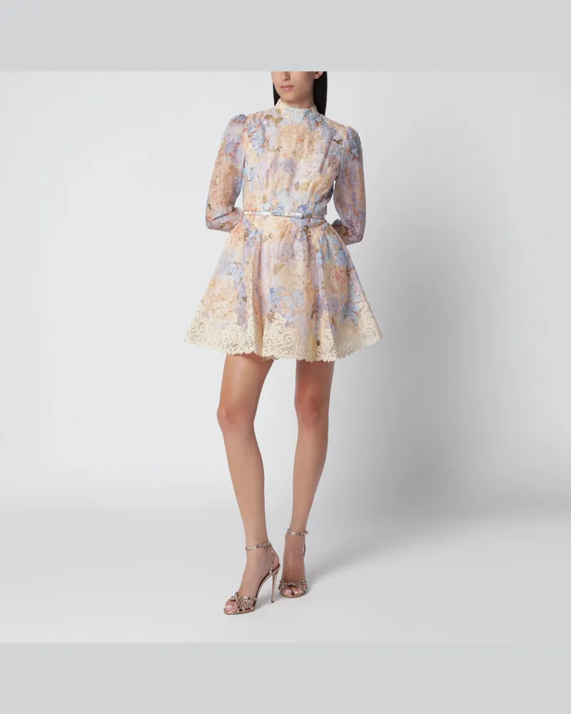 Zimmermann Valiant-Minikleid blau aus Leinen und Seide Blue