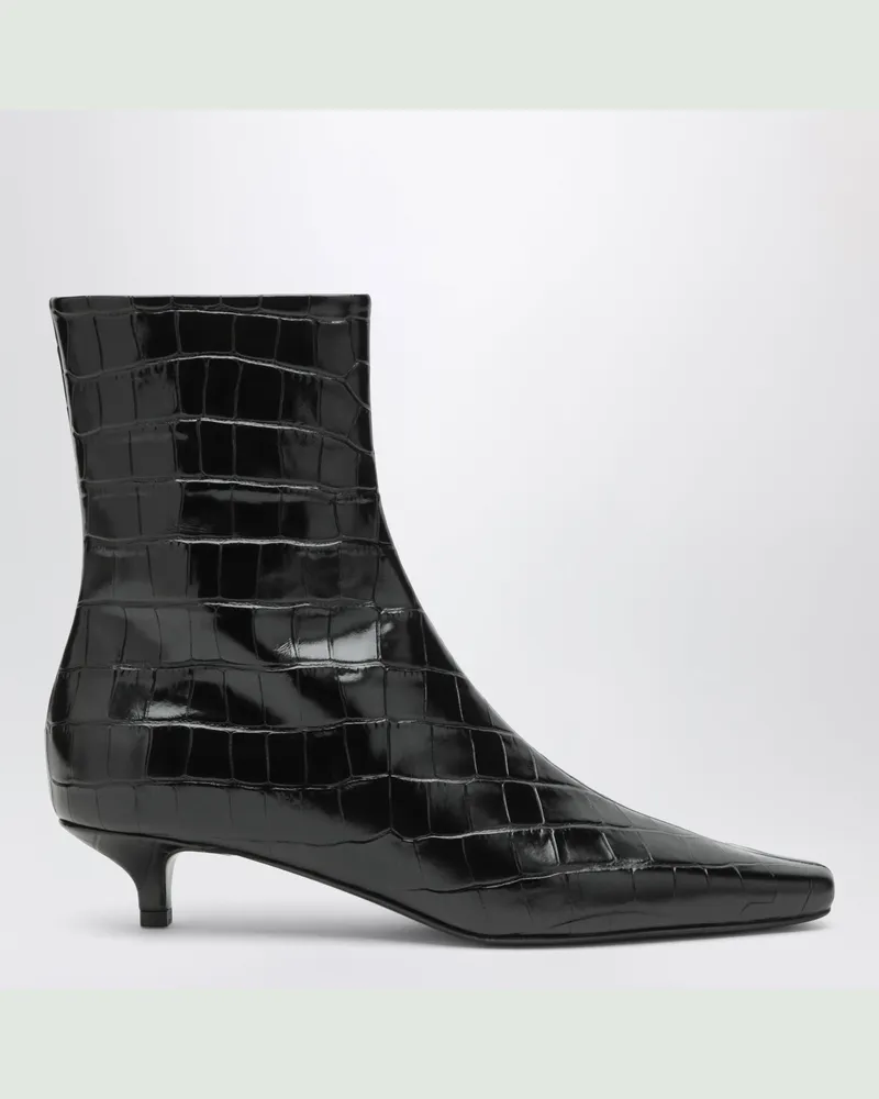 Totême Black crocodile-effect leather ankle boots Black