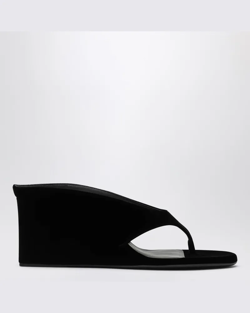 Alaïa Zehensteg-Mules mit Keilabsatz aus schwarzem Samt Schwarz