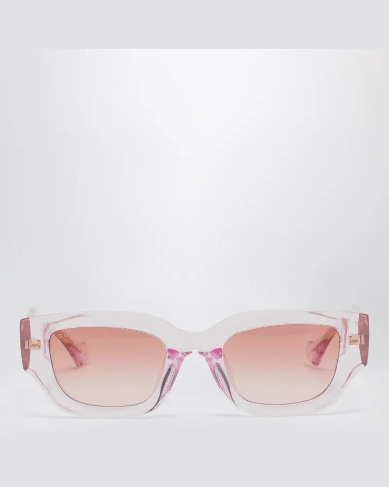 Gucci Eckige Sonnenbrille rosa/transparent Pink