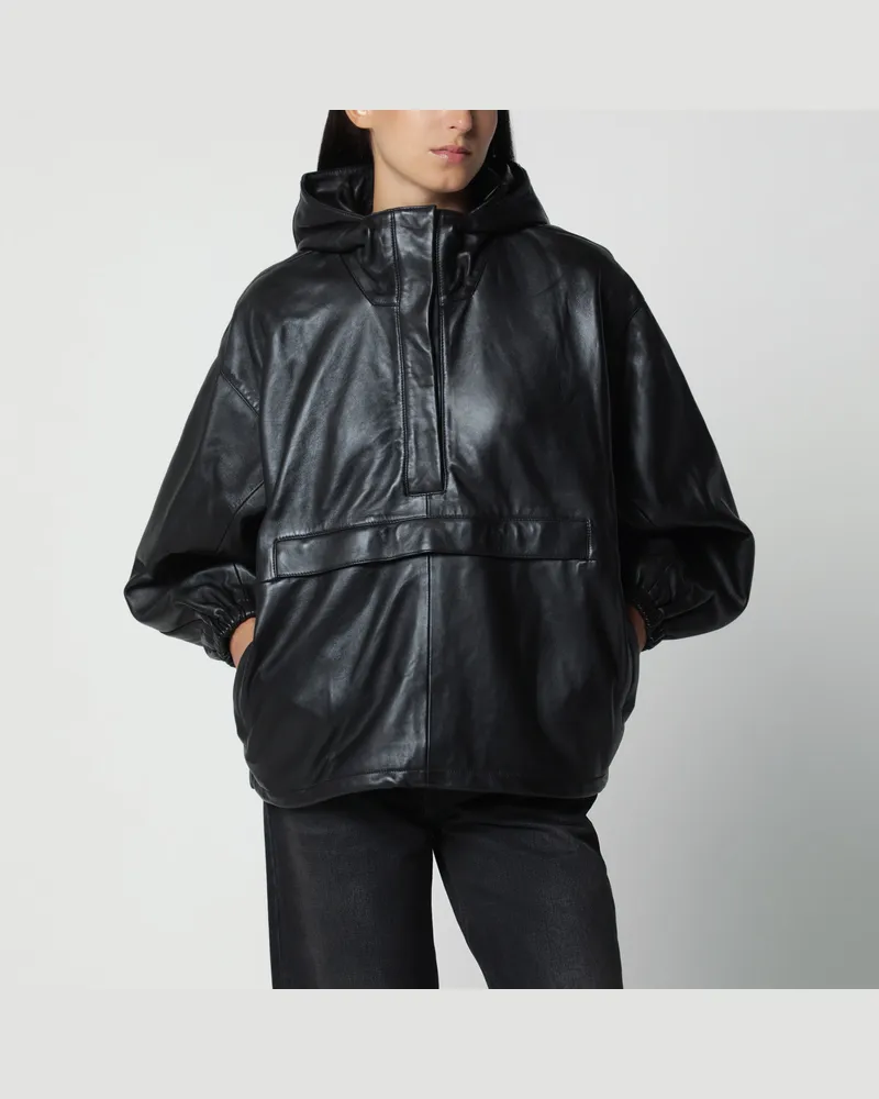Róhe Oversize-Anorak aus schwarzem Leder Black