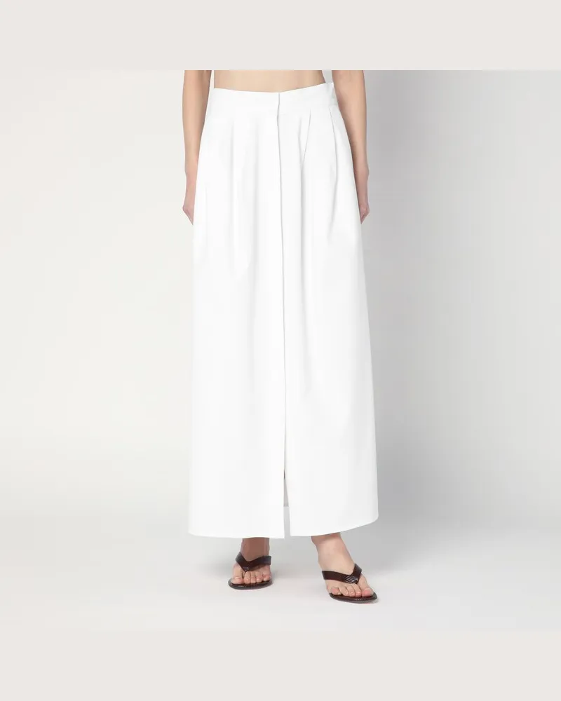Max Mara Weit geschnittener Rock aus weißem Gabardine Weiß