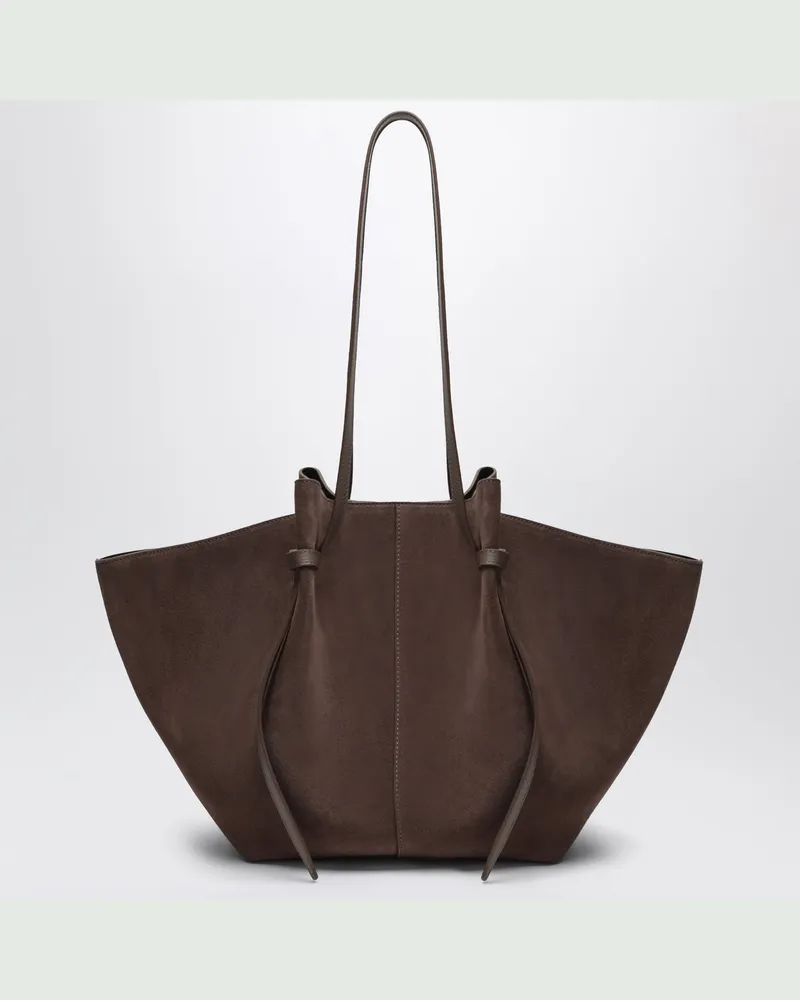 YUZEFI Large Mochi Tasche aus Veloursleder in Nutmeg Brown