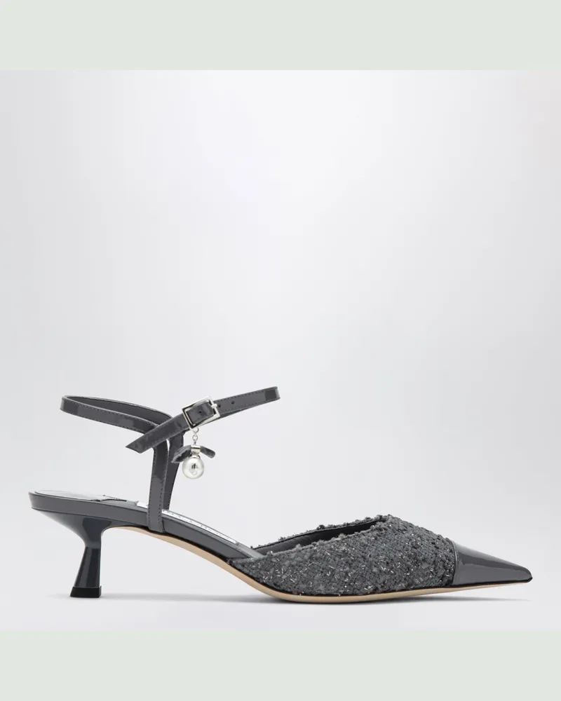 Jimmy Choo Aren Slingbacks aus Leder und Stoff in Graphit Grey