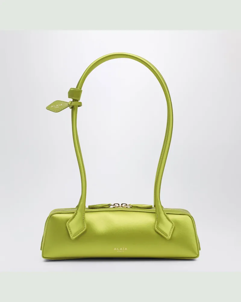 Alaïa Le Teckel kleine Schultertasche aus Satin Lime Yellow