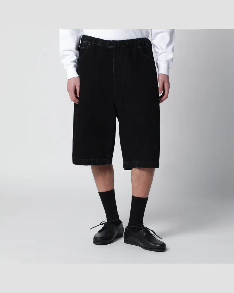 Entire Studios Baggy-Bermudashorts aus schwarzem Denim Blue