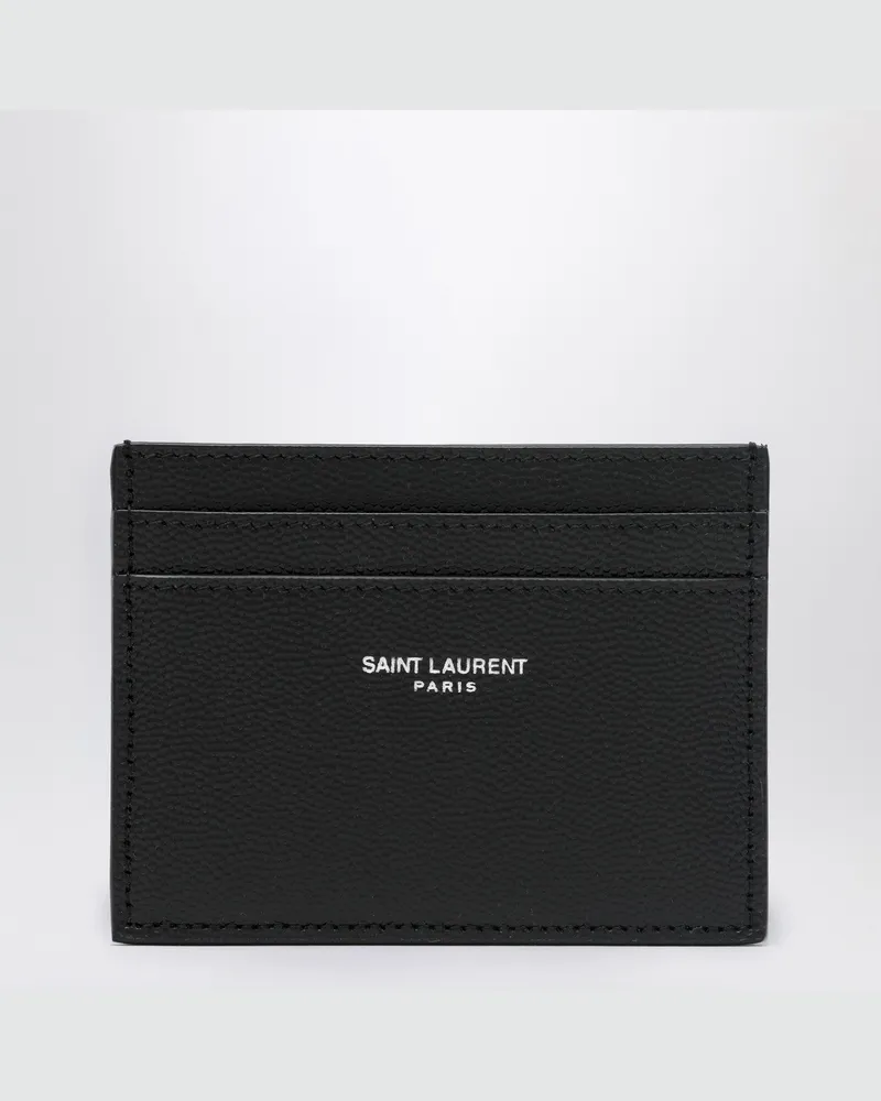 Saint Laurent Schwarzes Kartenetui aus strukturiertem Leder Black